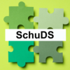  Four puzzle pieces in different shades of green are arranged so that they interlock. "SchuDS" is written above them in black lettering